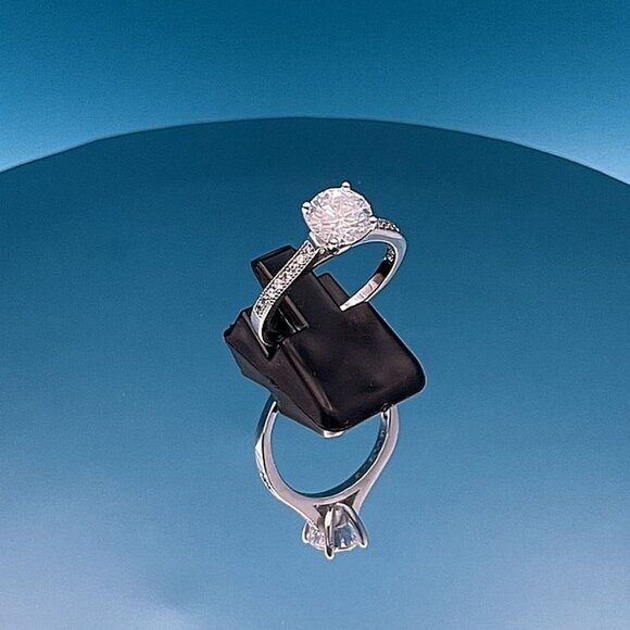 Emilia Eternity Solitaire CZ Accented 925 Sterling Silver Ring Size 6 Gift Boxed - Picture 10 of 10